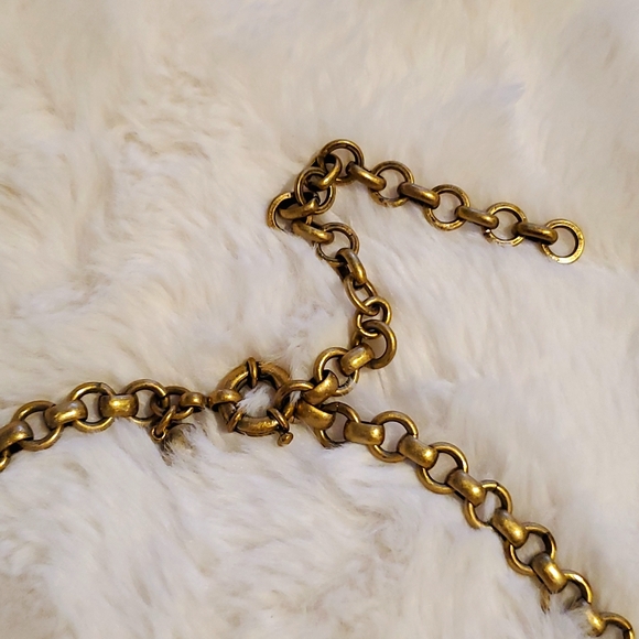 J. Crew Statement Necklace Green and Gold - Picture 6 of 7